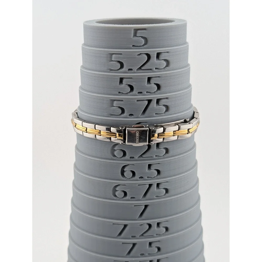 Seiko Solar Two Tone Black Sunburst Dial Rectangular Women's Watch V116-0AH0